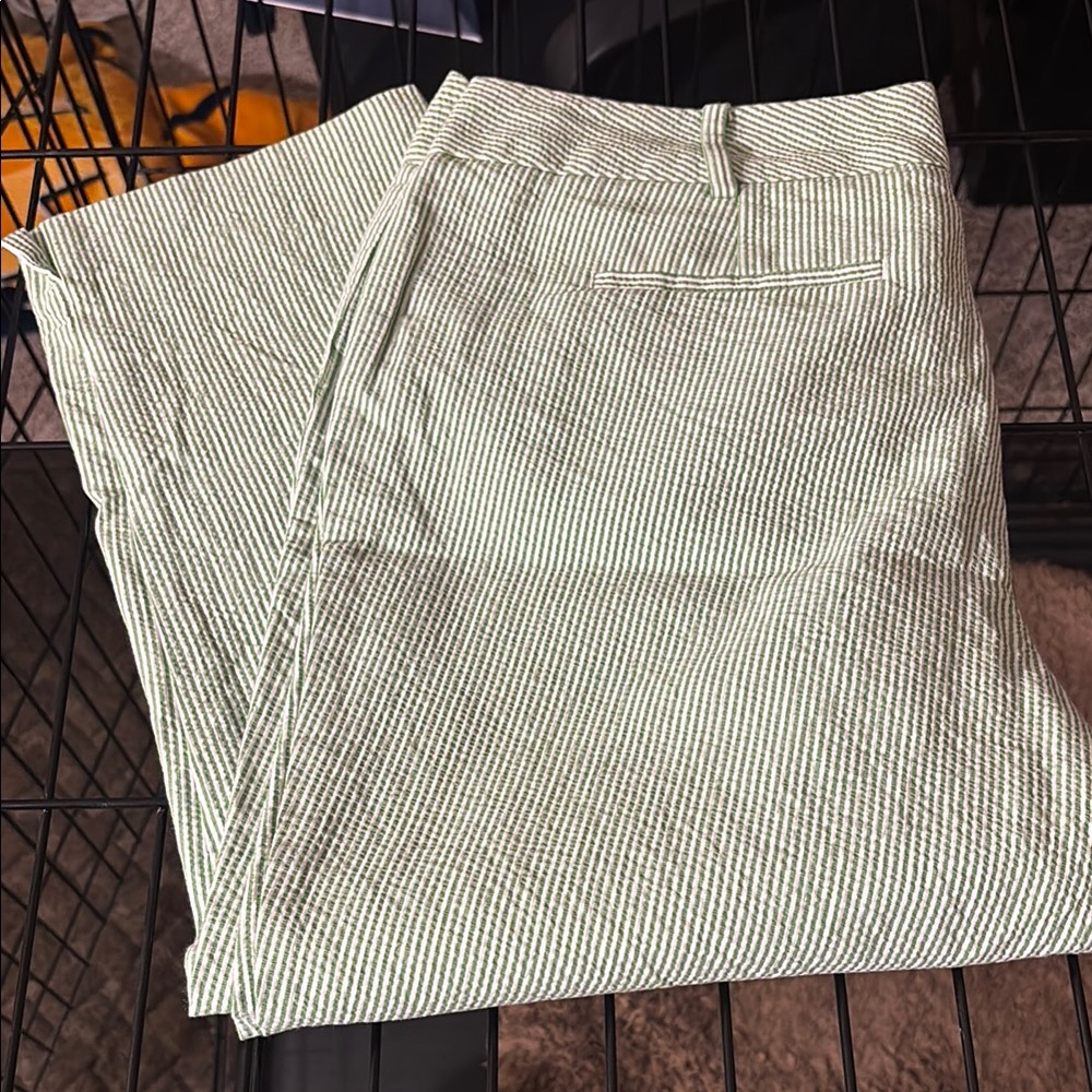 Talbots Green and White Striped Pants